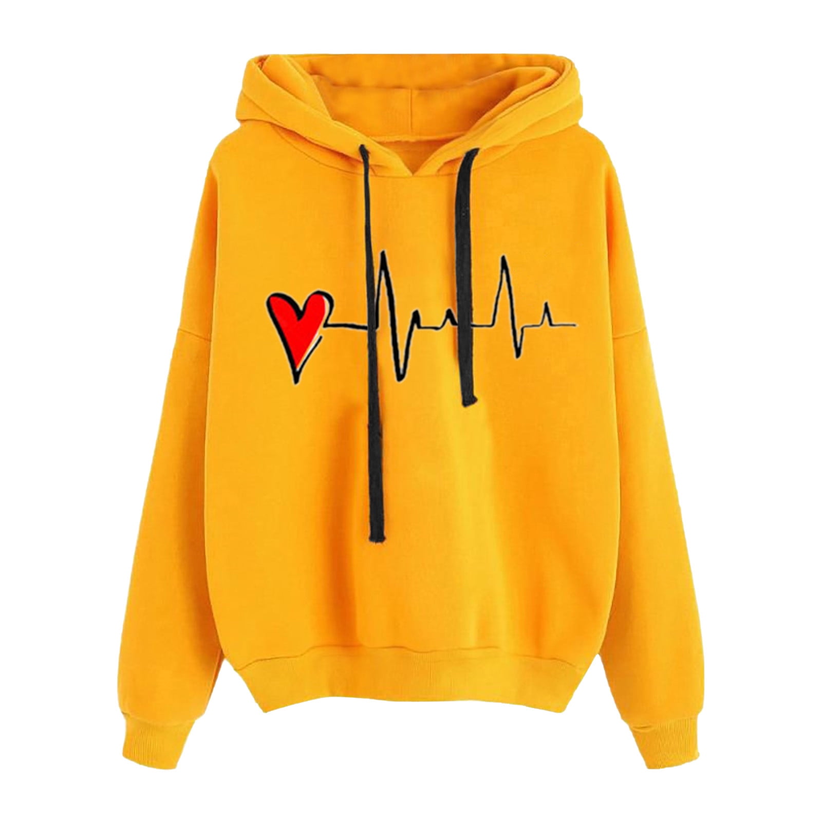 Sayhi Women's Print Slouchy Hoodie Sweatshirt Thick Casual Long Sleeve Drawstring Top Tight Hoodies for Women, Size: 2XL