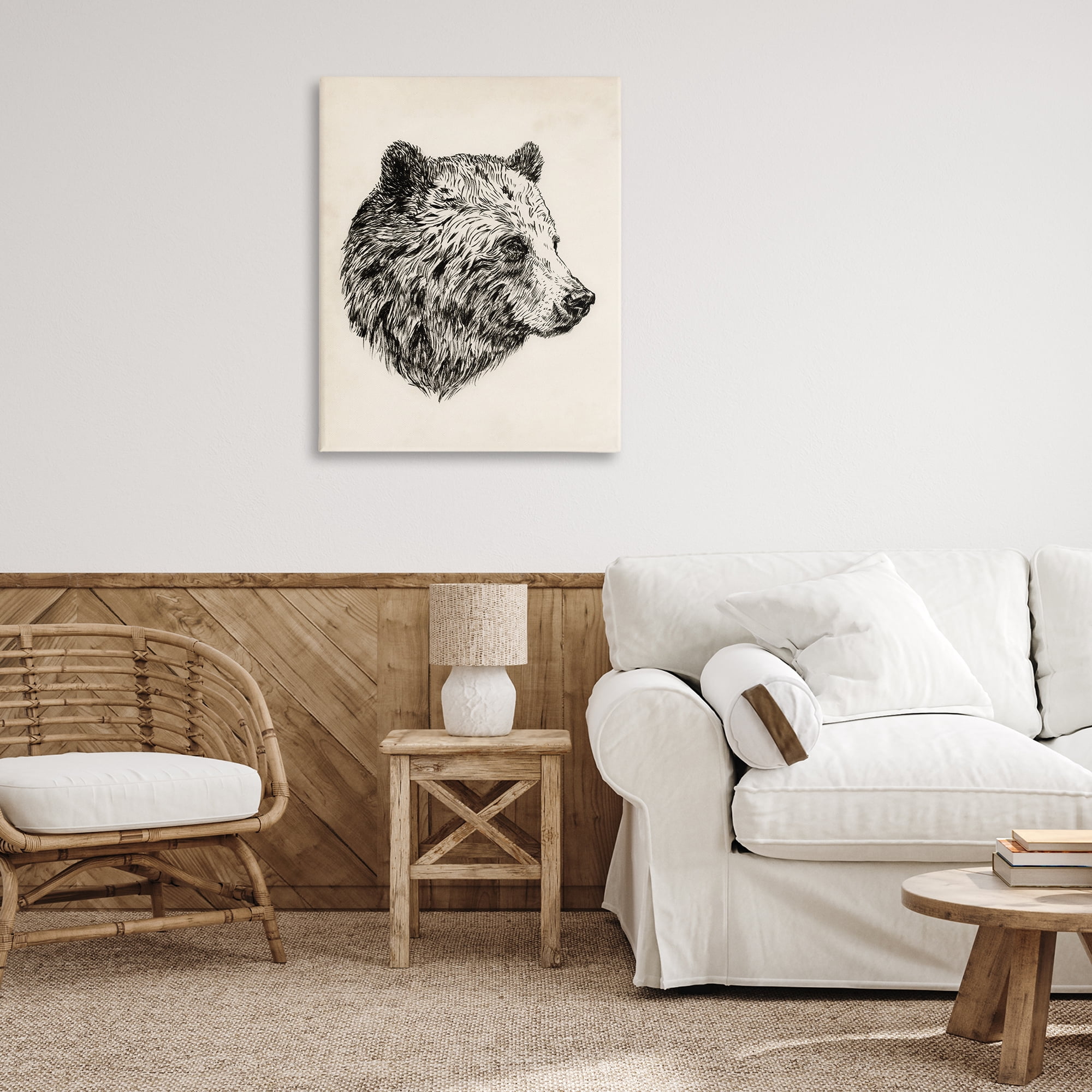 Stupell Industries Rustic Bear Drawing Animals & Insects Drawing Gallery Wrapped Canvas Art Print Wall Art, 30 x 40