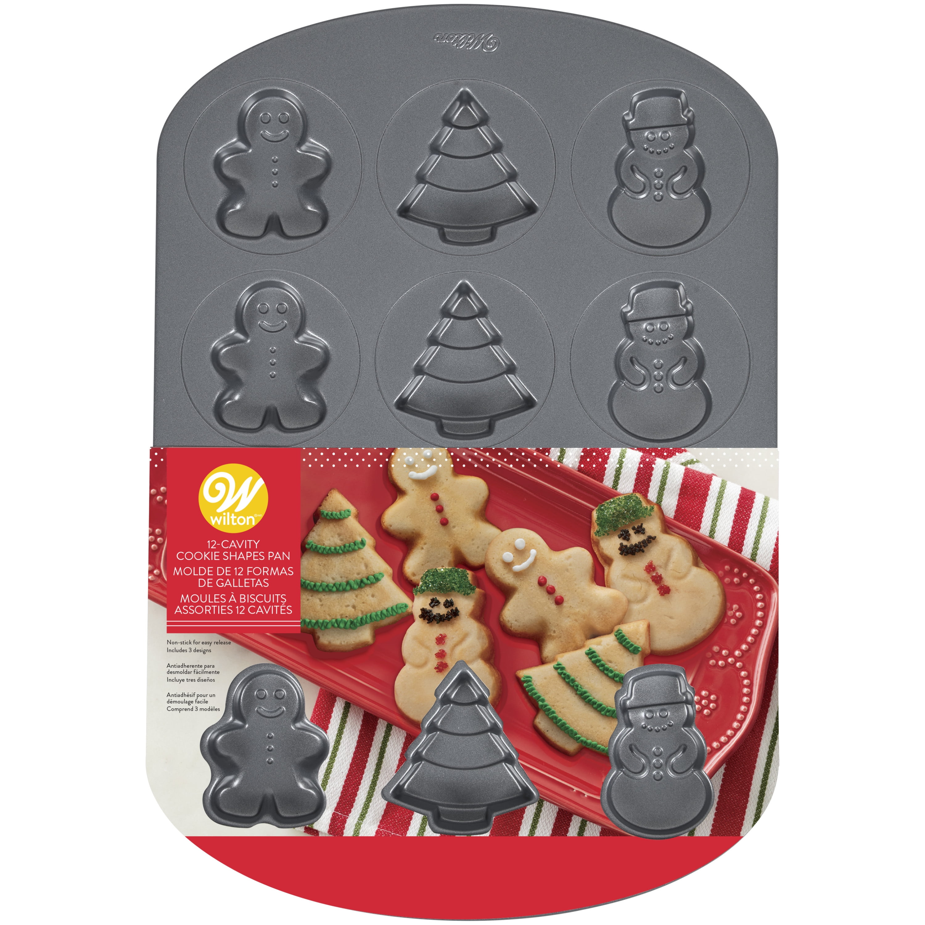 Wilton 6 Cavity Mini Cake Pan Mold, Christmas Tree & Gingerbread-Man Baking  Pan