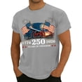 thumbnail image 4 of Men's 1776-2026 USA 250th Anniversary T-Shirt American Flag Patriotic Graphic Short Sleeve Casual Daily Tee Light Gray S, 4 of 4