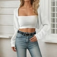 thumbnail image 2 of Arlun Cropped Cardigan Sweaters for Women Shrugs Long Sleeve Knit Open Front Cardigans Outwear Bolero Shrug Slim Fit Casual Solid Color Fall Fashion Thin Coat White XL, 2 of 5