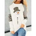 thumbnail image 2 of Snowman Pattern Crew Neck T-Shirt, Casual Long Sleeve Top For Spring & Fall, Women's Clothing, 2 of 5