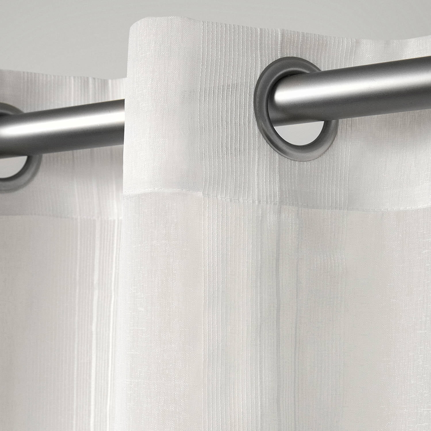Exclusive Home Penny Sheer Embellished Stripe Grommet Top Curtain Panel Pair, 50"x96", Off-White