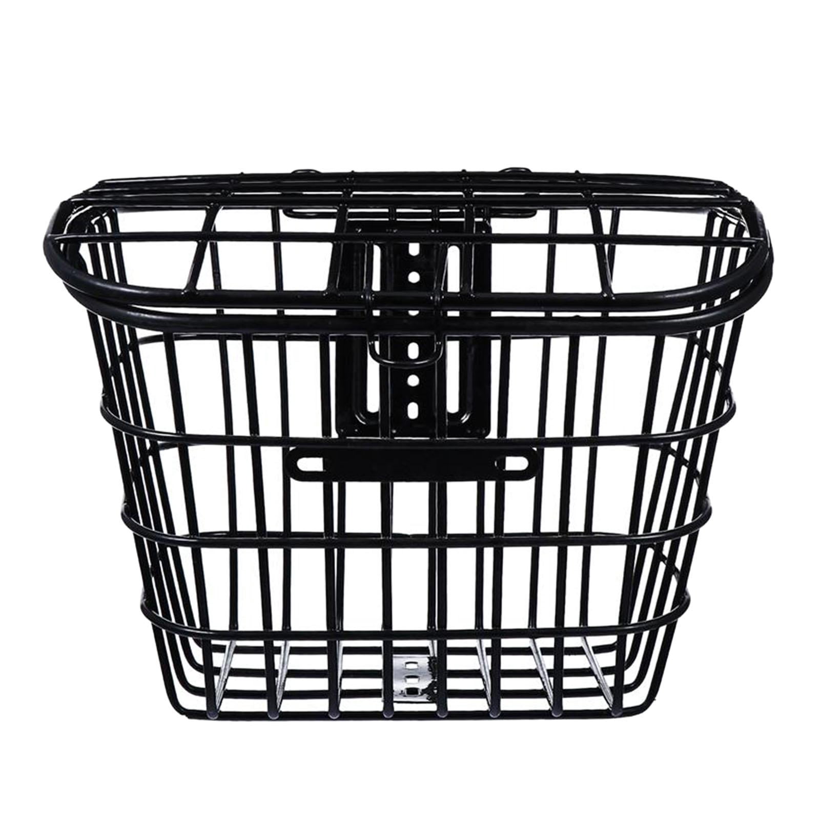 Bike Cycling Basket Quick Release Front Handlebar Multifunction Wire Basket Large Capacity Electric Bike Basket for Man Boys Woman Girls Black