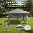 thumbnail image 4 of Costway 13x13ft Pop-up Instant Canopy Tent Mesh Sidewall UV50+ Adjust Outdoor Patio Grey, 4 of 10