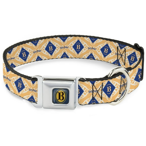 The Wizarding World of Harry Potter Pet Collar, Dog Collar Metal Seatbelt Buckle, Harry Potter Butterbeer Diamond Logo White Yellow Blue, 9.5 to 13 Inches 1.0 Inch Wide