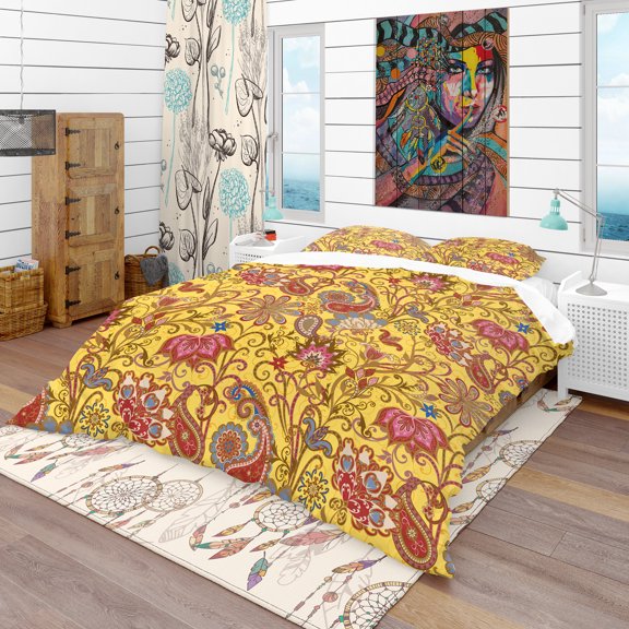 Designart 'Pattern in Ethnic Traditional Style' Bohemian & Eclectic Duvet Cover Set