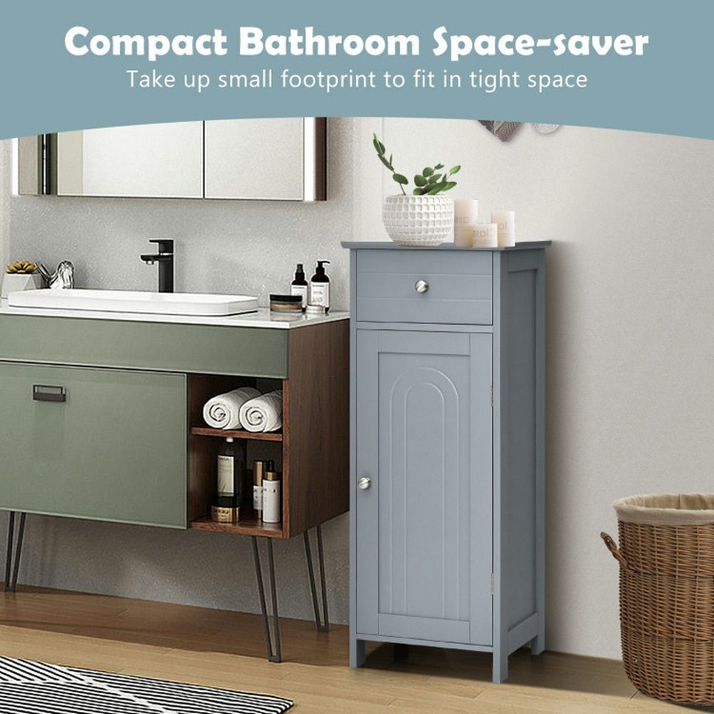 Kadyn Bathroom Cabinet, Bathroom Floor Cabinet, Wooden Storage Free-Standing Floor Cabinet with Drawer and Shelf-Gray