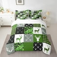 thumbnail image 2 of Manfei Wildlife Deer 7-Piece Bedding Comforter Set,Geometric Buffalo King Bedding Sets,Black Green Ultra Soft Bed Sheets,Super Cozy Abstract Room Decor,Reversible, 2 of 8