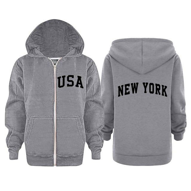 Sweat à Capuche Imprimé Lettre Manches Longues pour Enfants, Fermeture Éclair, Unisexe, Doux, avec Poche