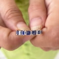 thumbnail image 2 of Rosec Jewels Womens 2 CT Princess Cut Lab Created Blue Sapphire Half Eternity Ring with Diamond, 18K Rose Gold, US 9.50, 2 of 6