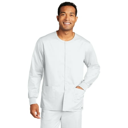 

WonderWink Unisex WorkFlex Snap-Front Scrub Jacket WW3080 In White