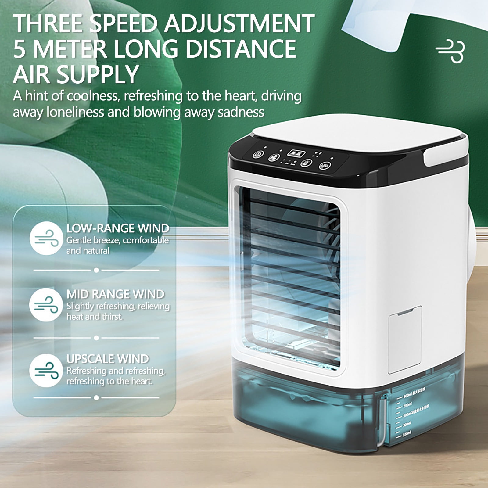 Dengmore Table Humidifier Desktop Cooler Charging Spray Fan Humidifier Mute Electric Fan Night Light Electric Fan for Bedroom Home Office Car Living Room