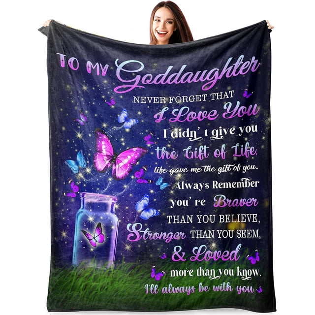 LHSHID Goddaughter Gifts from Godmother Blanket First Communion Gifts for Girls 1st Communion Gifts for Girls Baptism Gifts for Girl Communion Gifts for Goddaughter Throw Blanket 40"x50"