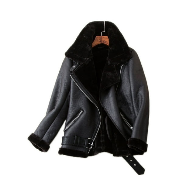 -abrigos gruesos de piel sintética para mujer, chaqueta de piel de oveja, prendas de vestir de aviador, Casaco femenino, Invierno