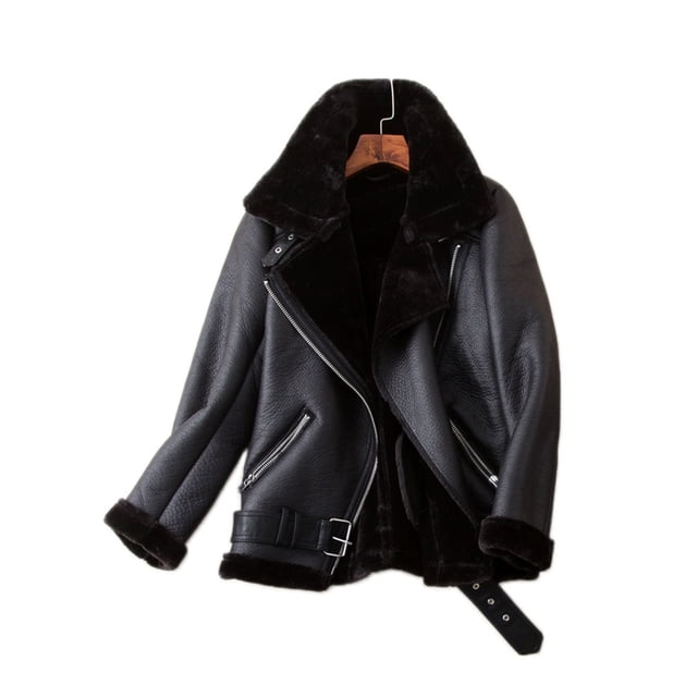 -abrigos gruesos de piel sintética para mujer, chaqueta de piel de oveja, prendas de vestir de aviador, Casaco femenino, Invierno