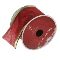 Textured Red and Gold Wired X-mas Craft Ribbon