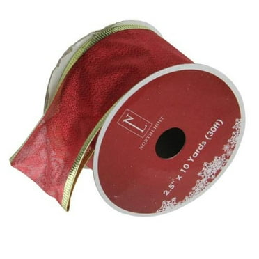 Textured Red and Gold Wired X-mas Craft Ribbon