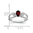 thumbnail image 2 of Solid 14k White Gold 6x4mm Oval Garnet January Red Gemstone Checker Diamond Engagement Ring Size 7.5 (.034 cttw.), 2 of 3