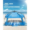 thumbnail image 4 of OutdoorMaster Beach Tent with Blackout Shelter Technology, Portable Sun Shade Shelter 4 Person, Pop Up Beach Tents with UPF 50+ UV Protection, 9.5mm Thick Pole, 3 Ventilating Mesh Windows, 4 of 10