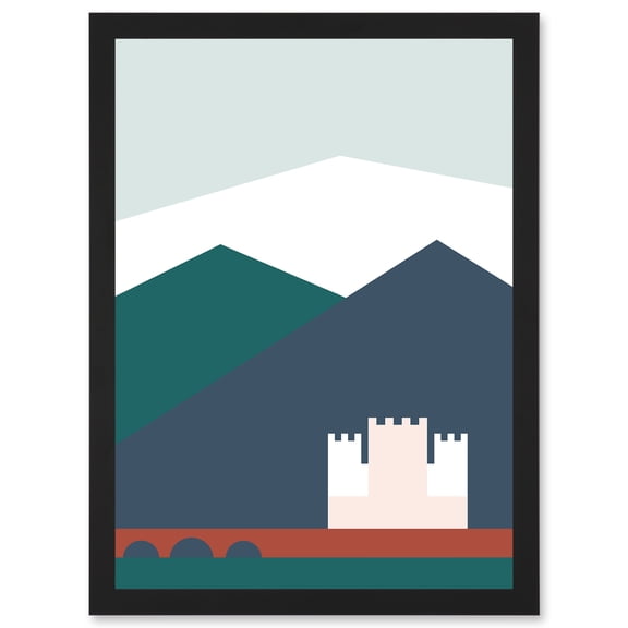 Geometric Shapes Scotland Eilean Donan Castle Kyle Lochalsh Artwork Framed Wall Art Print A4