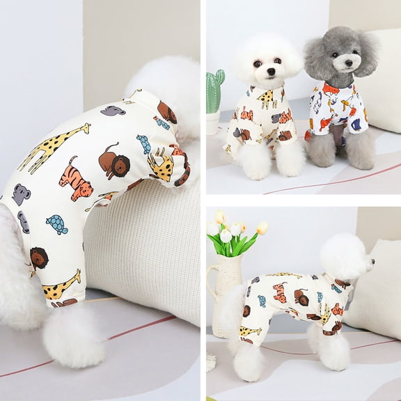 opvise Dog Romper Cartoon Animal Pattern Short Sleeve Fashion Spring Summer Pet Dog Jumpsuit for Indoor L Animal