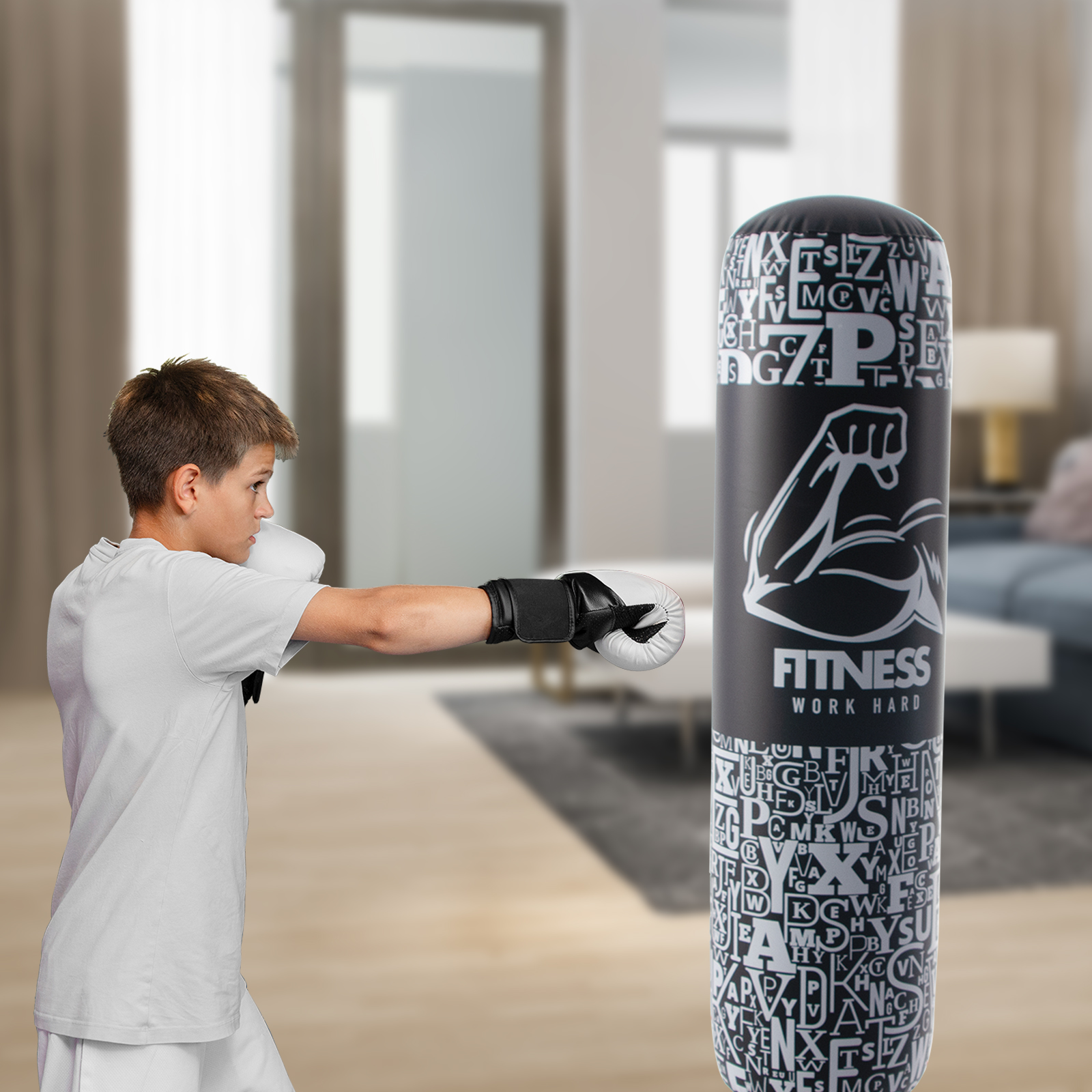 Honeydrill Inflatable Punching Bag Boxing Bag for Kids, Black