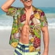 thumbnail image 2 of Camisas de manga corta con botones para hombre Camisa hawaiana con estampado de hongos brillantes para playa Camisas hawaianas con estampado floral para mujer, 2 of 4