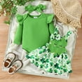 thumbnail image 2 of Okbabeha Newborn Baby Girl Christmas Outfit 0 3 6 9 12 18 24Months Ruffle Romper Onesie+Overall Skirt Dress Headband Clothes Set, 2 of 7