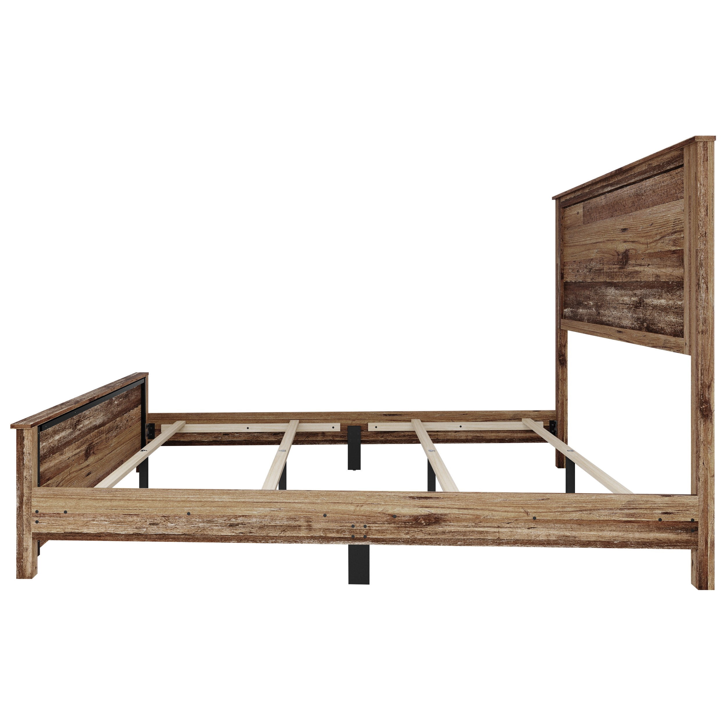 Home Design Racine King Panel Bed Frame, Vintage Oak