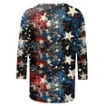 thumbnail image 4 of Plus Size Patriotic T-Shirts Vintage Usa Flag Star Tunic Tops Scooped Neck T Shirt 3/4 Sleeve Tees Independence Day Tee Shirts Pullover Sweater Blouses Holiday Summer Vacation Clothes, 4 of 5
