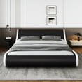 thumbnail image 2 of SHA CERLIN Black & White King Size Leather Platform Bed Frame with Adjustable Headboard, Adult, 2 of 6