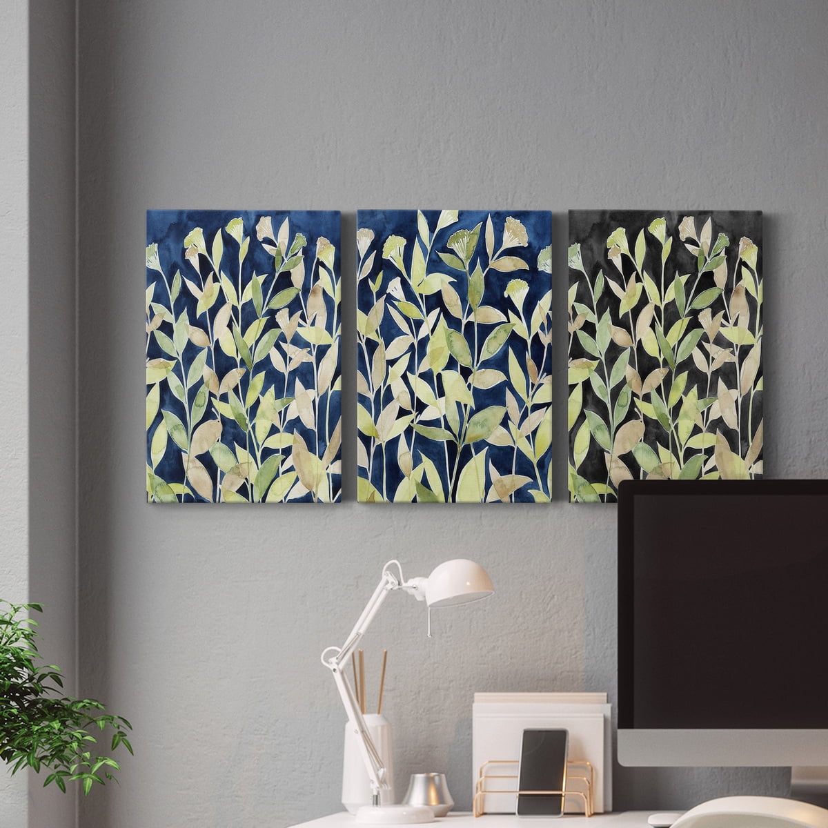 Indigo Blooming Night I Premium Gallery Wrapped Canvas - Ready to Hang - 24 x 36 Each