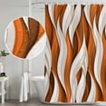 thumbnail image 4 of Burnt Orange White Moire Shower Curtain Set - Long 72" x 84" Washable Bathtub Curtain with 12 Hooks, Modern Abstract Art Waterproof Fabric Stall Shower Curtains for Bathroom/Bathtub Décor, 4 of 6