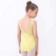 thumbnail image 5 of Girls Ballet Leotard Sleeveless Gymnastics Dance Leotard for Kids Nylon Spandex Stretchy Breathable Mesh V-Neck Tank Top Yellow,Size 7-8 T, 5 of 6