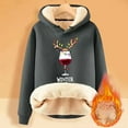 thumbnail image 2 of Sweat à Capuche en Velours Imprimé Série de Noël Décontracté pour Femmes, Manches Longues, Tunique, Fermeture Éclair, Hiver, Gris G, 2 of 4