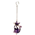 thumbnail image 2 of Stained Glass Feline Love Purple Slinky Cat Wind Chime Suncatcher Garden Patio, 2 of 10