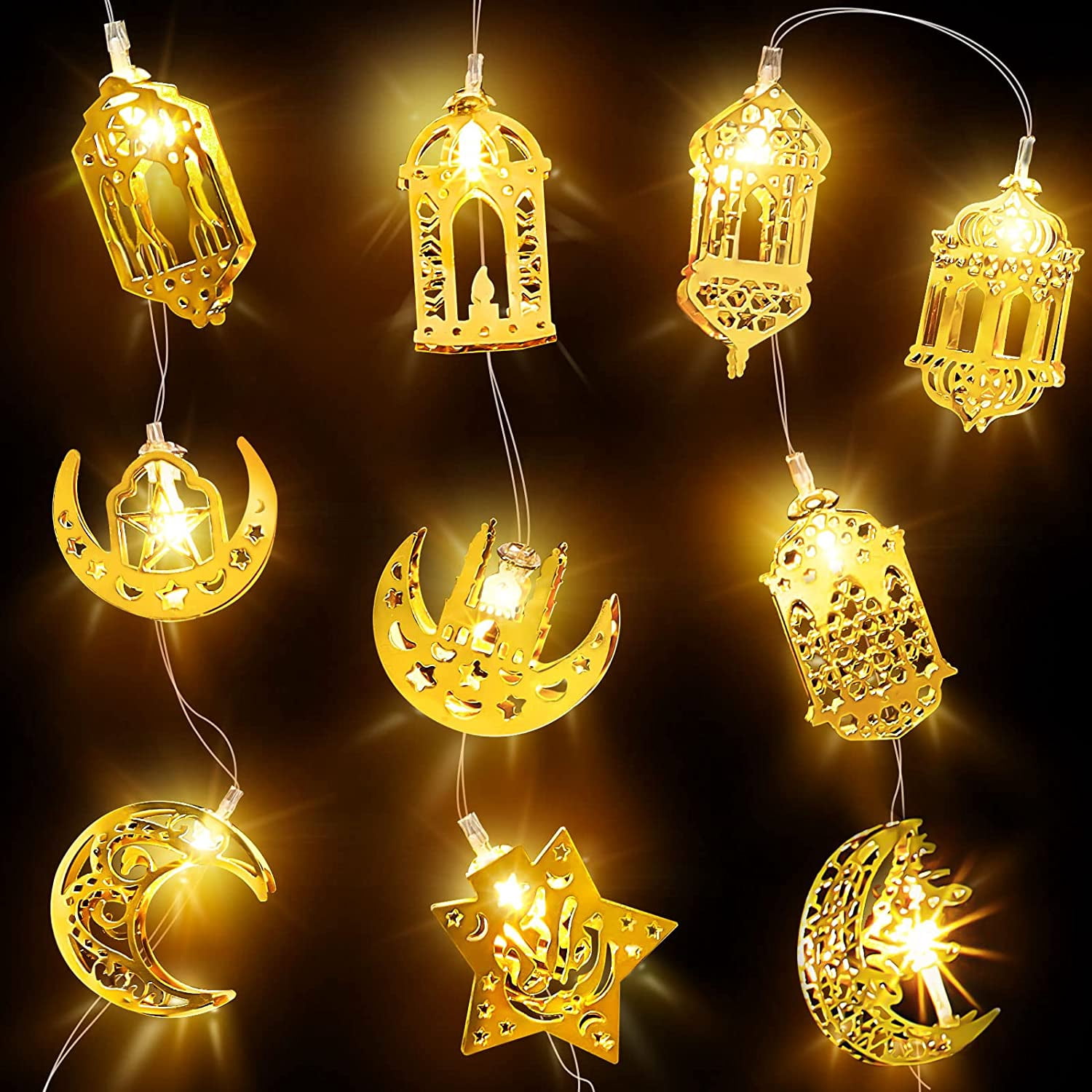 5.41 Foot Star Moon Fairy Lights Ramadan Decoration tLED Ramadan Decorative Light