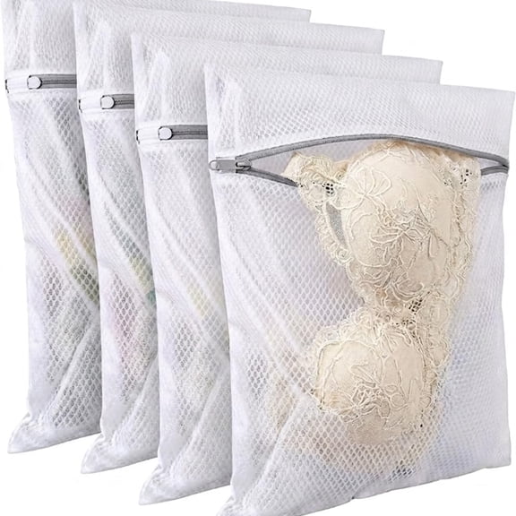 MISSMILE 12X16 Small Mesh Laundry Bags for Delicates,4-Pack - for Lingerie,Bras,Socks & Swimwear - 120Gsm Honeycomb Mesh Protects Delicates in Washer & Dryer