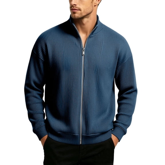 Corduroy Outerwear Jackets Men Stand Up Collar Full Zip Hoodless Outwear Solid Color Loose Casual Long Sleeve Fashion Jacket
