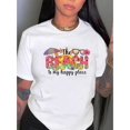 thumbnail image 1 of Women's Casual Summer Tee - Watermelon Beach Graphic, Crew Neck Short Sleeve, Stretchy Polyester Blend, Machine Washable, 1 of 6
