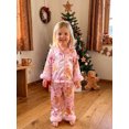 thumbnail image 4 of Cjfdfy Toddler Baby Girl Christmas Satin Pajamas Set Gingerbread Man Print Long Sleeve Fuzzy Trim Button Up Tops And Pants Kids Girl Cute My First Christmas Loungewear 1-7Y, 4 of 9