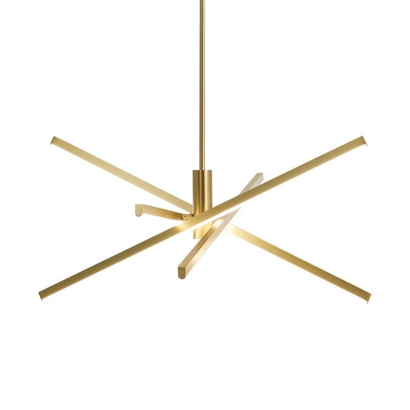 Gold LED Chandelier for Dining Room, 27.76in Dimmable 4-Lights Modern Ceiling Pendant Light Fixture for Kitchen Living Room Entry Foyer 3000K/4000K/5000K 24W