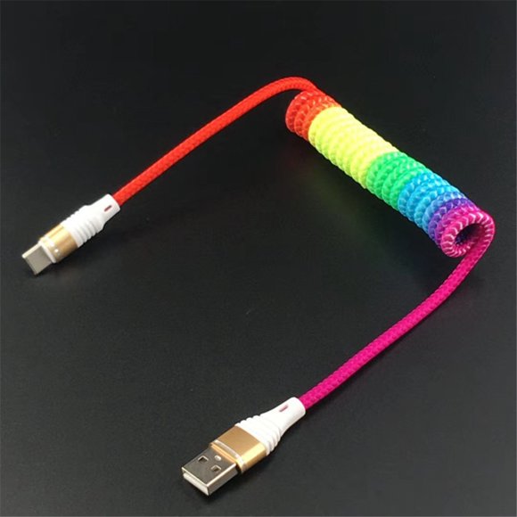 Cable Retractable 2.4A Fast Charging Cable Data Cable Type C Micro USB Flexible Elastic Stretch Charger Cable For Typec