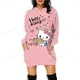 thumbnail image 5 of Vestido con capucha de HELLO KITTY para mujer, vestido ajustado a la moda para otoño, vestido informal con capucha y bolsillos, minivestido, 5 of 5