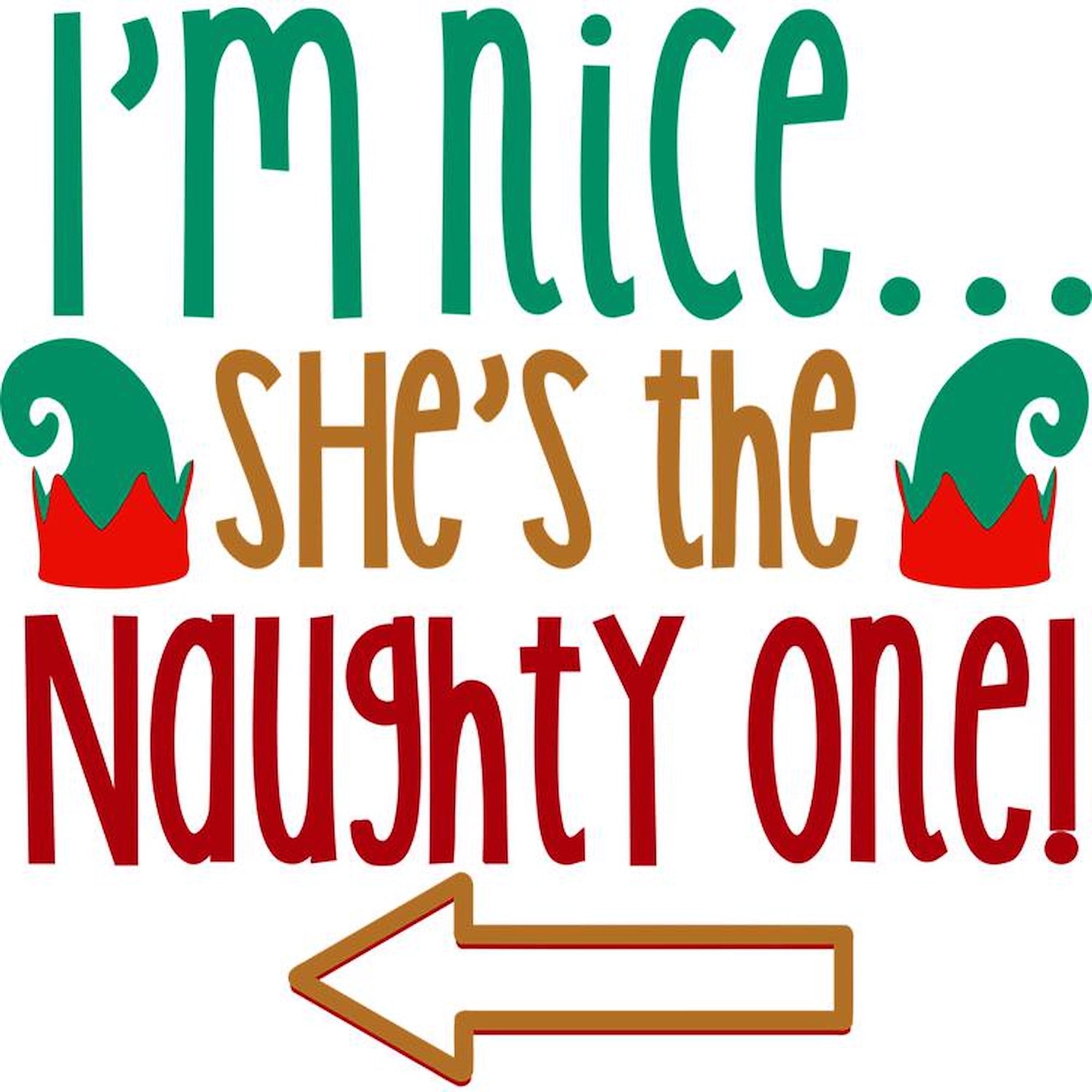 CafePress - Im Nice She's Naughty Elf Hat Women's Light Pajama - Women's Short Sleeve Print T-Shirt and Pants Light Cotton Pajama Set