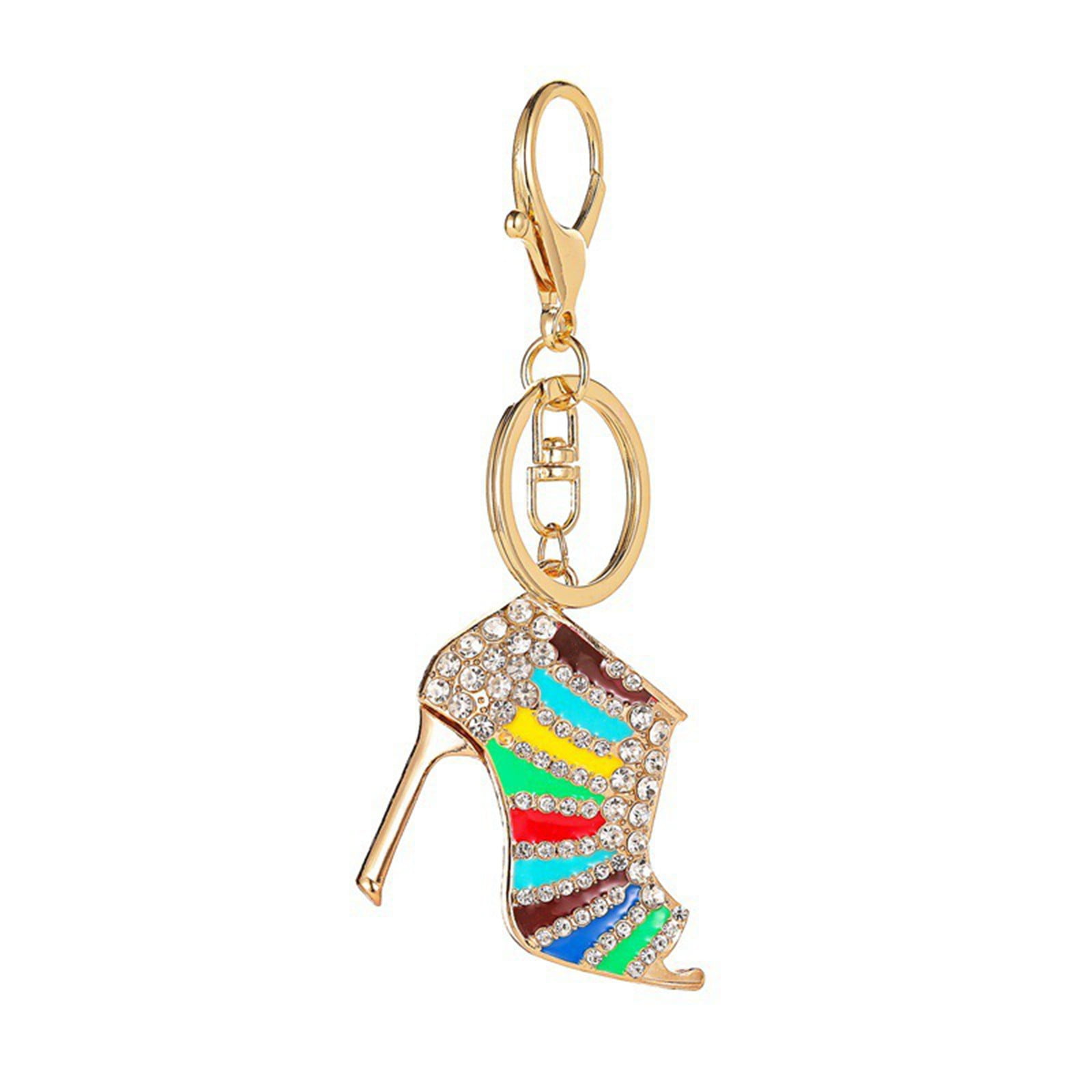 Talon haut Chaussure Stiletto Key Chain Ring Keychain Rainbow Stripe 