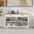 thumbnail image 5 of CoSoTower 55.91" Large Farmhouse Buffet Cabinet Storage Sideboard with 2 Drawers and 4 Doors for Dining Living Room Kitchen Cupboard-White, 5 of 9