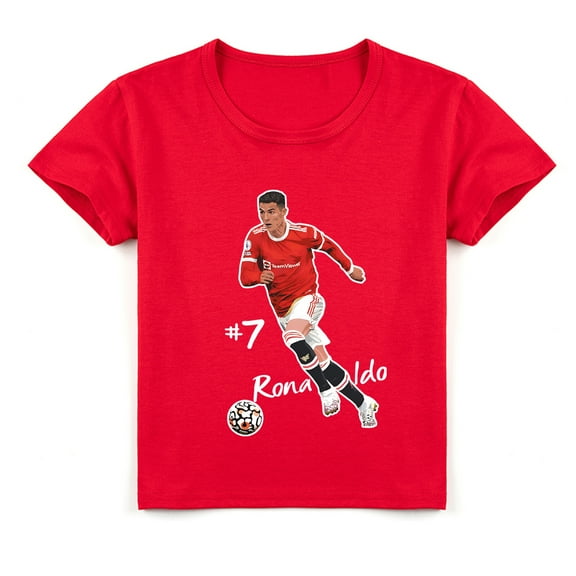 Boys Cristiano Ronaldo Breathable Cotton Short Sleeve T-shirt Kids Summer Crew Neck Clothings
