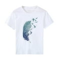 thumbnail image 4 of Fridja Womens Solid Color Pattern Printed Round Neck Short Sleeve Casual T-shirt, 4 of 7